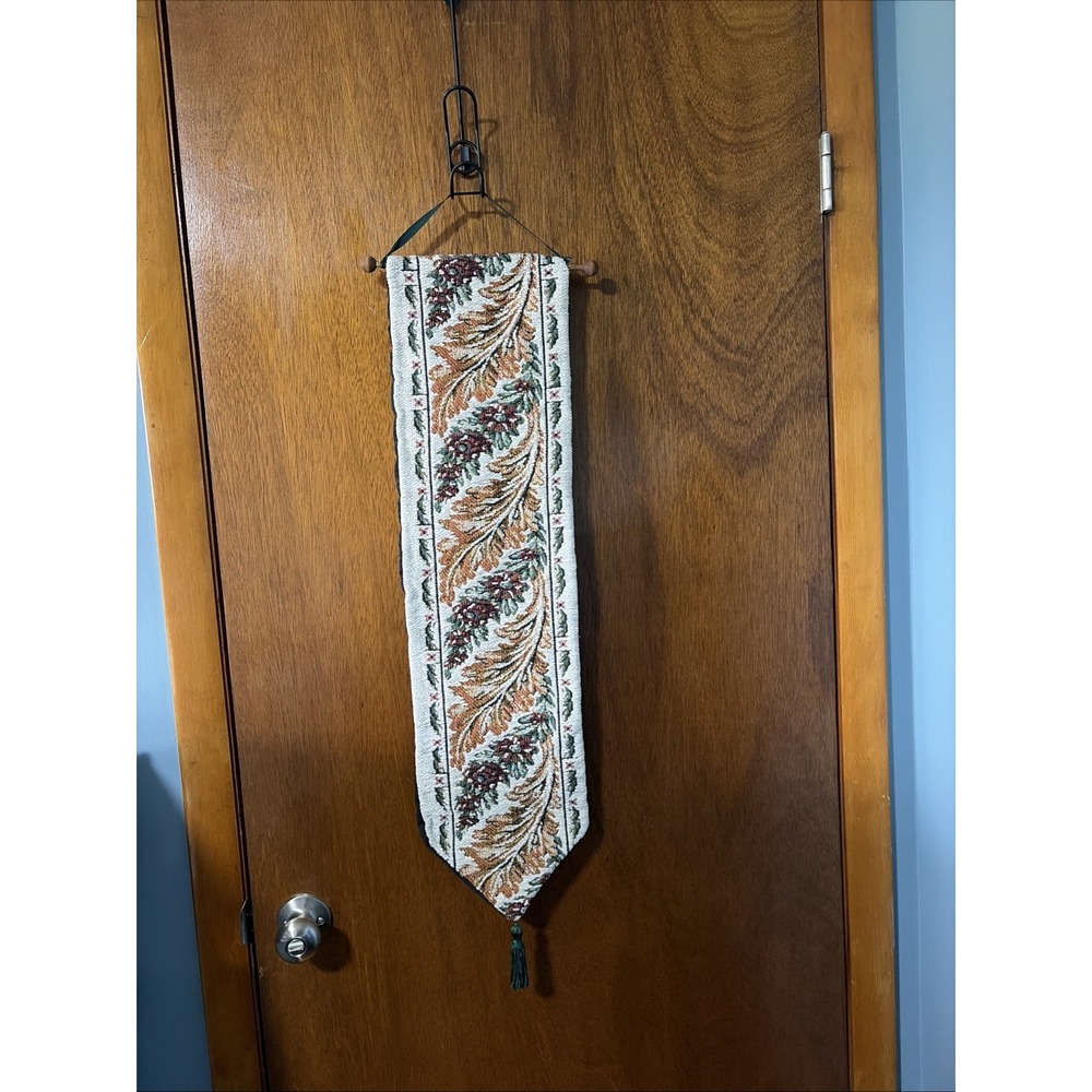Goodwin Weavers Bell Pull Autumn Leaves Designs Wooden Rod Made USA